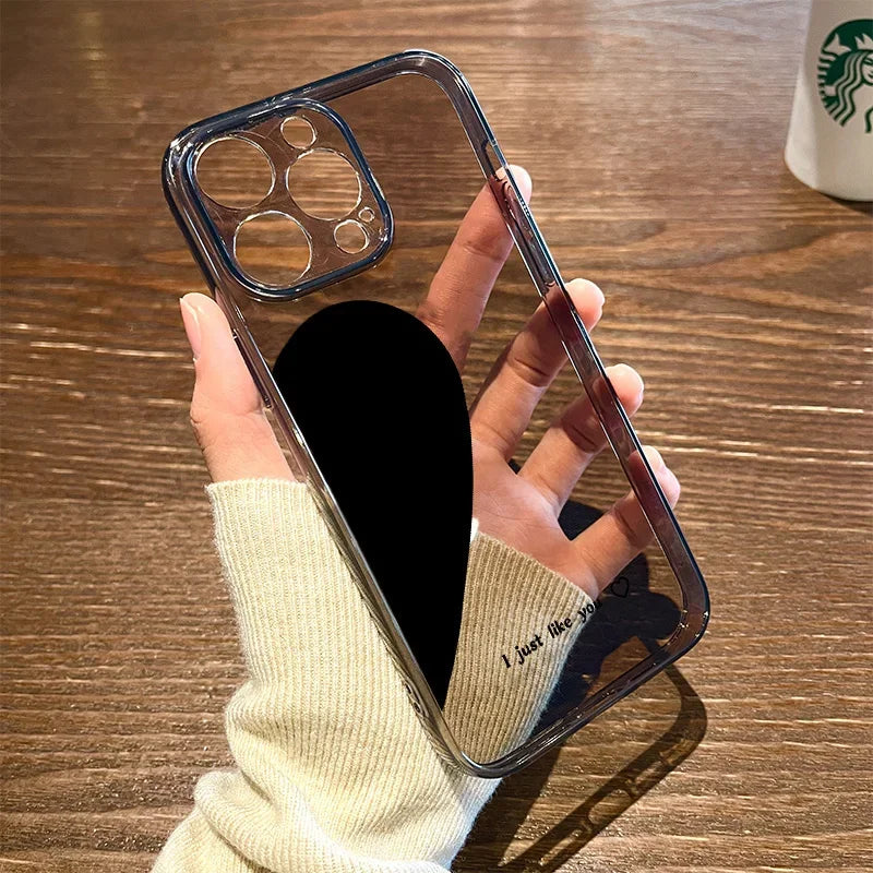 Coque Téléphone Couple Cœur Noir – Coque Transparente Amour pour iPhone