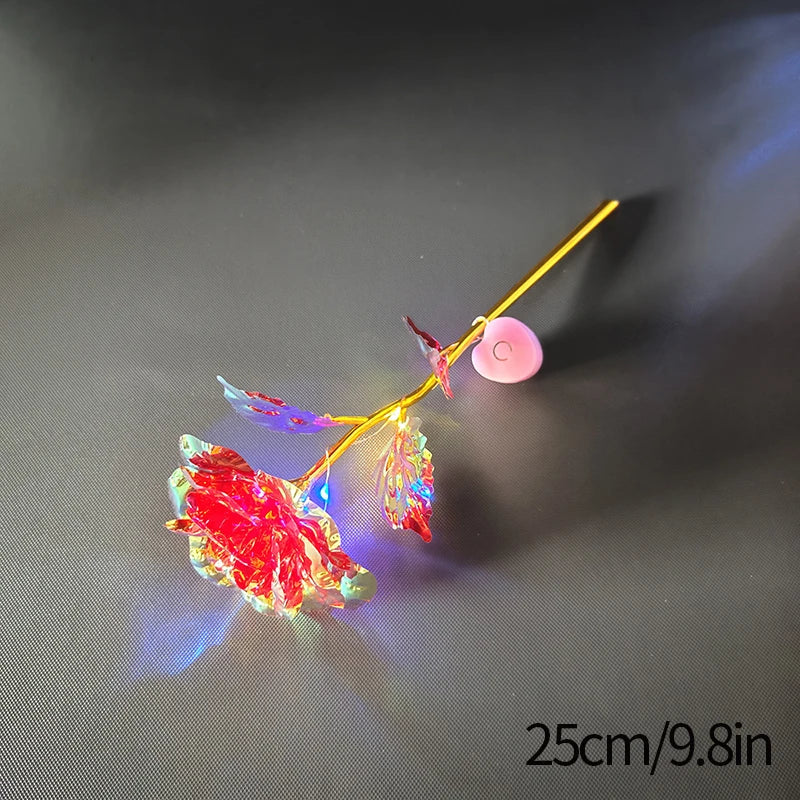 Rose Éternelle Artificielle sous Cloche en Verre avec Lumière LED