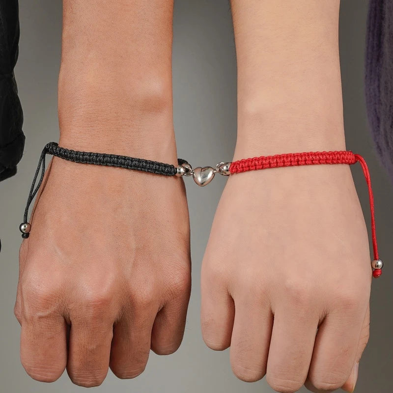 Bracelets Couple Cœur Magnétique Faits Main – Bijoux Ajustables Amour & Amitié | Saint-Valentin