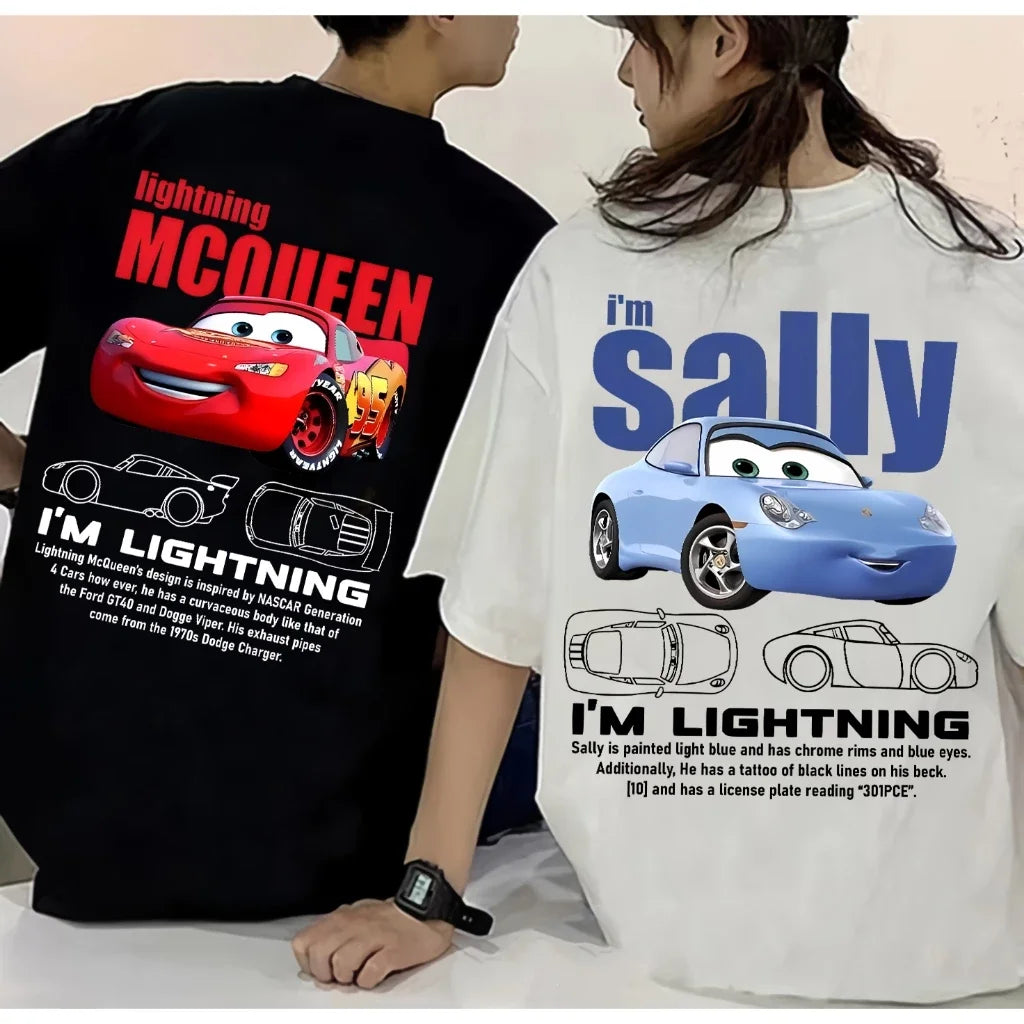 T-shirts Couple Cars – Lightning McQueen & Sally – Coton Été Mixte | Cadeau Saint-Valentin