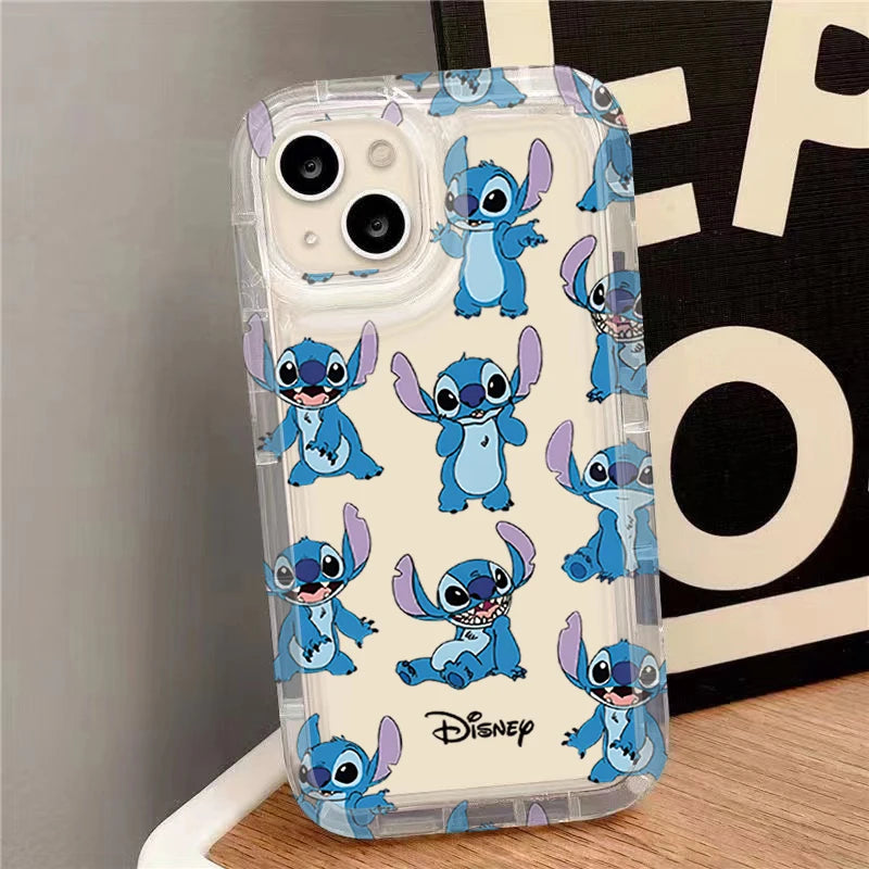 Coque iPhone Transparente Disney Stitch & Fleurs