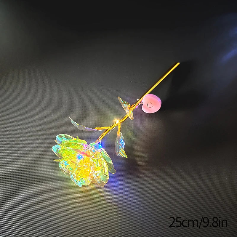 Rose Éternelle Artificielle sous Cloche en Verre avec Lumière LED