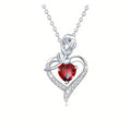 Collier Luxe Cœur en Zircon Rouge avec Fleur et Coffret – Cadeau Saint-Valentin