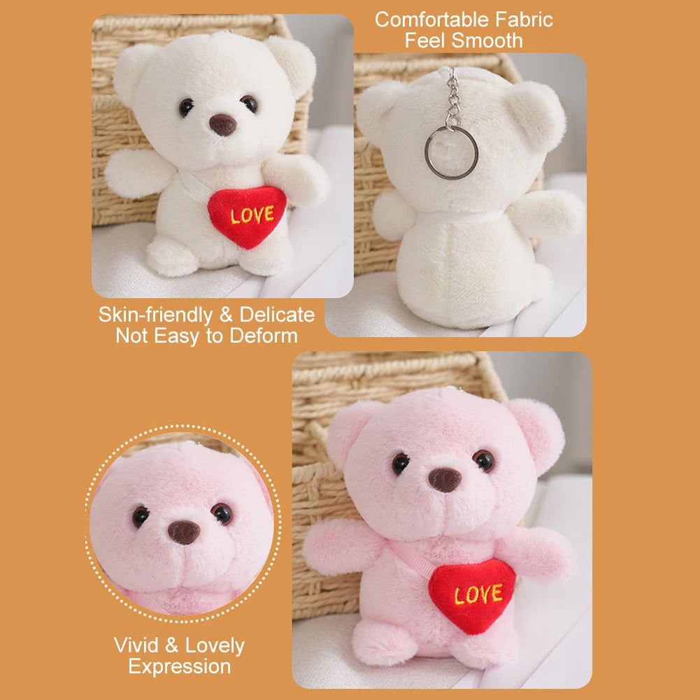 Porte-Clés Peluche Ourson Cœur – Cadeau Saint-Valentin pour Enfants et Amoureux